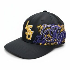 LSU Tigers Black Baseball Cap Embroidered Top of the World Logo One Fit Flex Fit